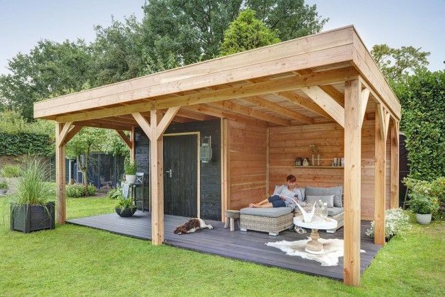 Flexwood houten berging met overkapping Jisp